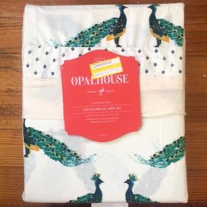 Cotton Percale Sheet Set - FULL w/ Peacock design